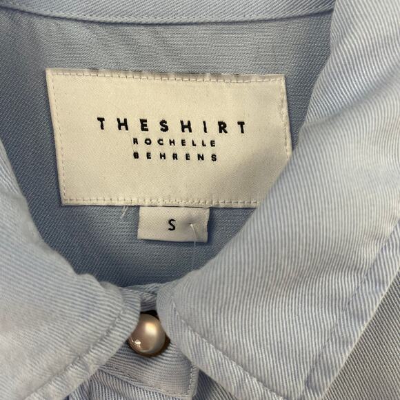 The Shirt Rochelle Behrens Snap Button Front Tiered Shirt Dress Blue Small AS IS - Picture 6 of 8